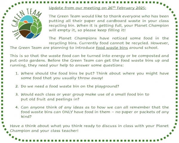 Green Team Update 26.2.25